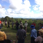 The group inspect and discuss works at Doorabee Grasslands